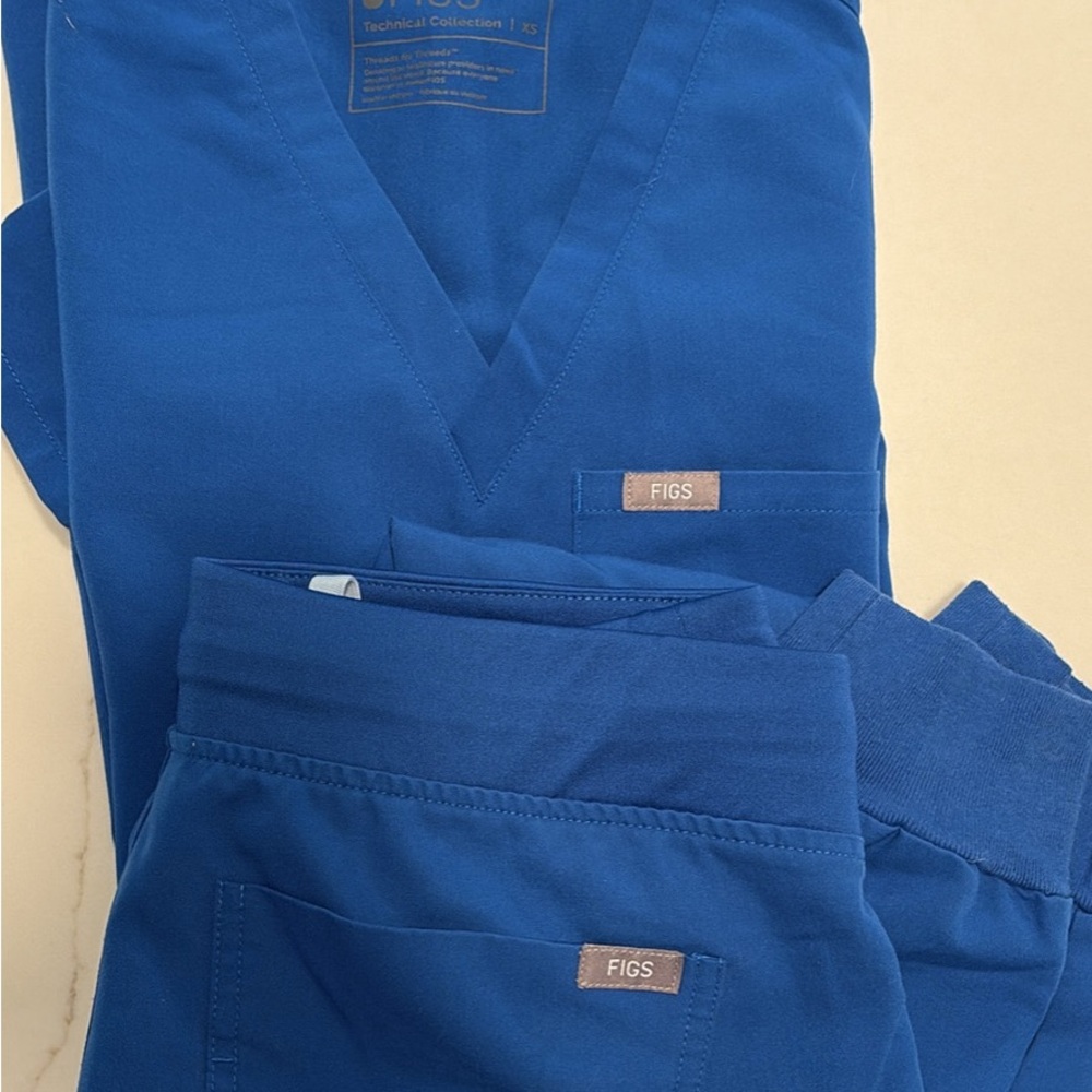 FIGS royal blue scrub set, + additional jogger pant